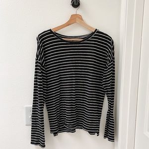 Striped Drop Shoulder Long Sleeve Tee